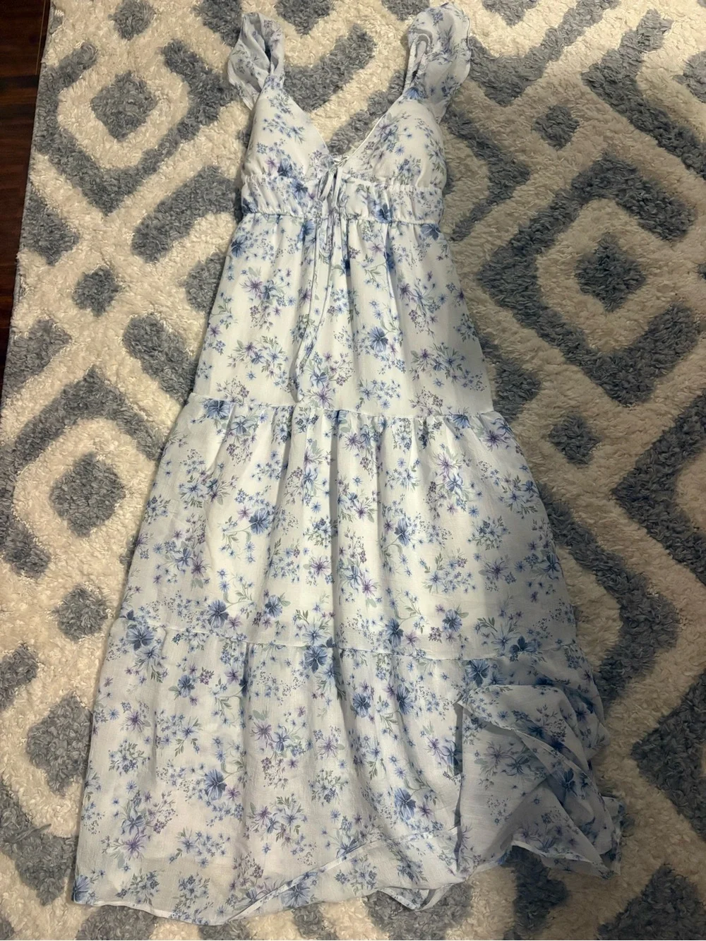 Light Blue Floral Tiered Sundress